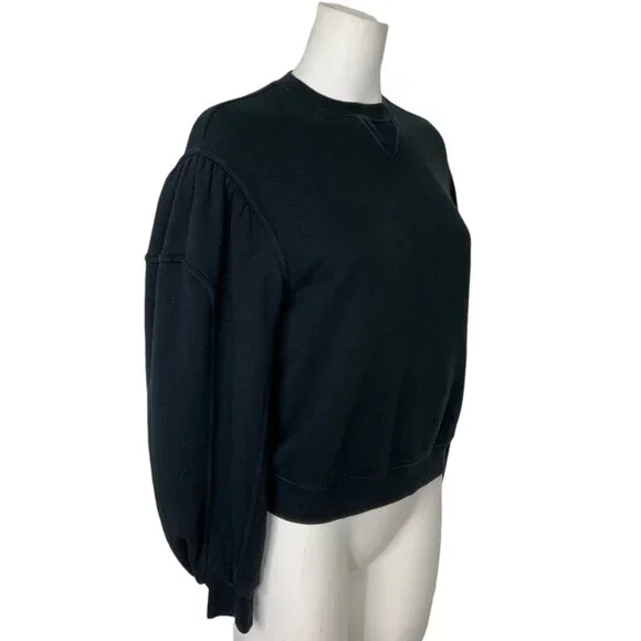 Ulla Johnson Ava Pullover Sweatshirt P US/0 XS Onyx Puff Shoulder